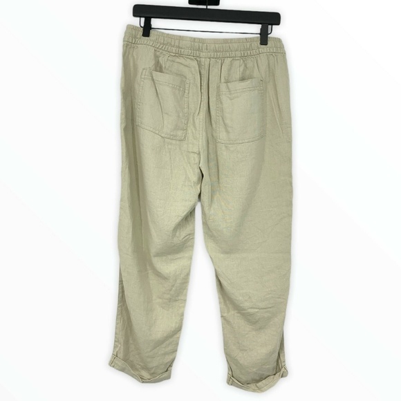 Old Navy Beige Solid Linen Mid Rise Crop Pants - Picture 5 of 8